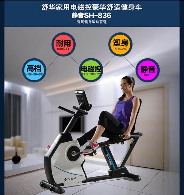 献县健身器材_家用健身车静音卧式动感单车SH-836